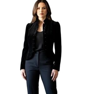 Vintage Ralph Lauren CHAPS Denim Black Velvet Collarless Blazer Size XL